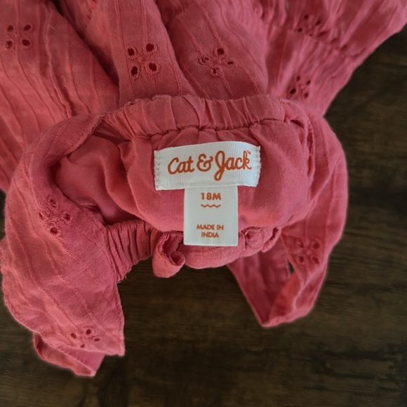 Coral Eyelet Bow Baby Dress - Picture 4 of 4